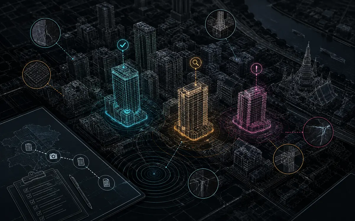 CityMETER: QuakeSafe: สถานะการตรวจสอบอาคาร